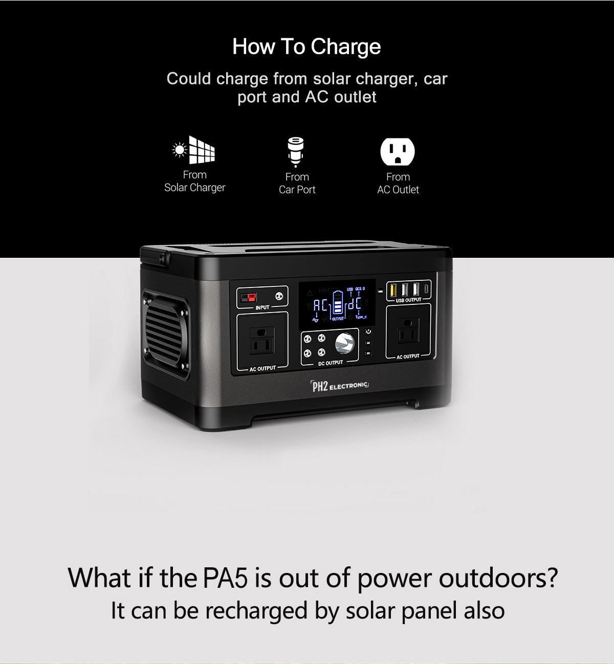 PA5  500W 140400mAh /3.7V/520Wh Portable Power Station Rechargeable Lithium ion battery Solar Power Generator