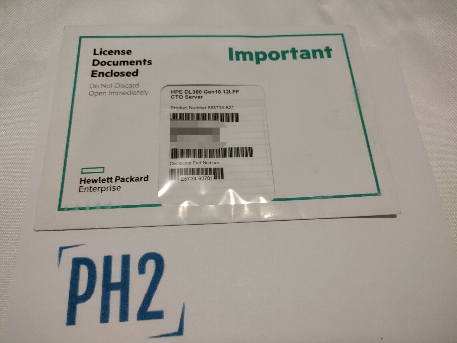 HPE E5Y37 868705-B21 3 YEAR SUPPORT DL380 GEN10 12LFF CTO LIC- LICENSE ONLY