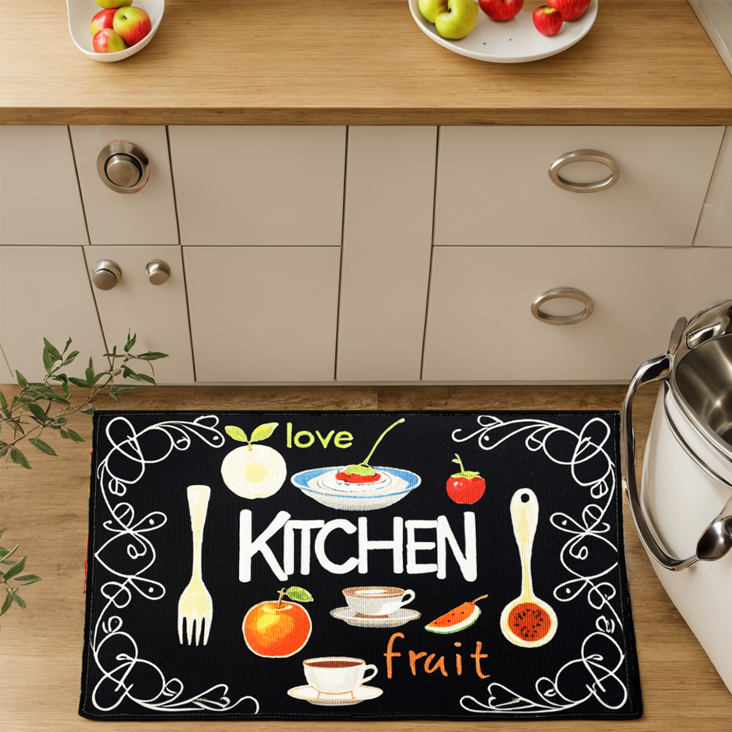 Aijian One Piece Kitchen Anti-Slip and Anti-Fouling Textile Crystal Velvet Floor Mat