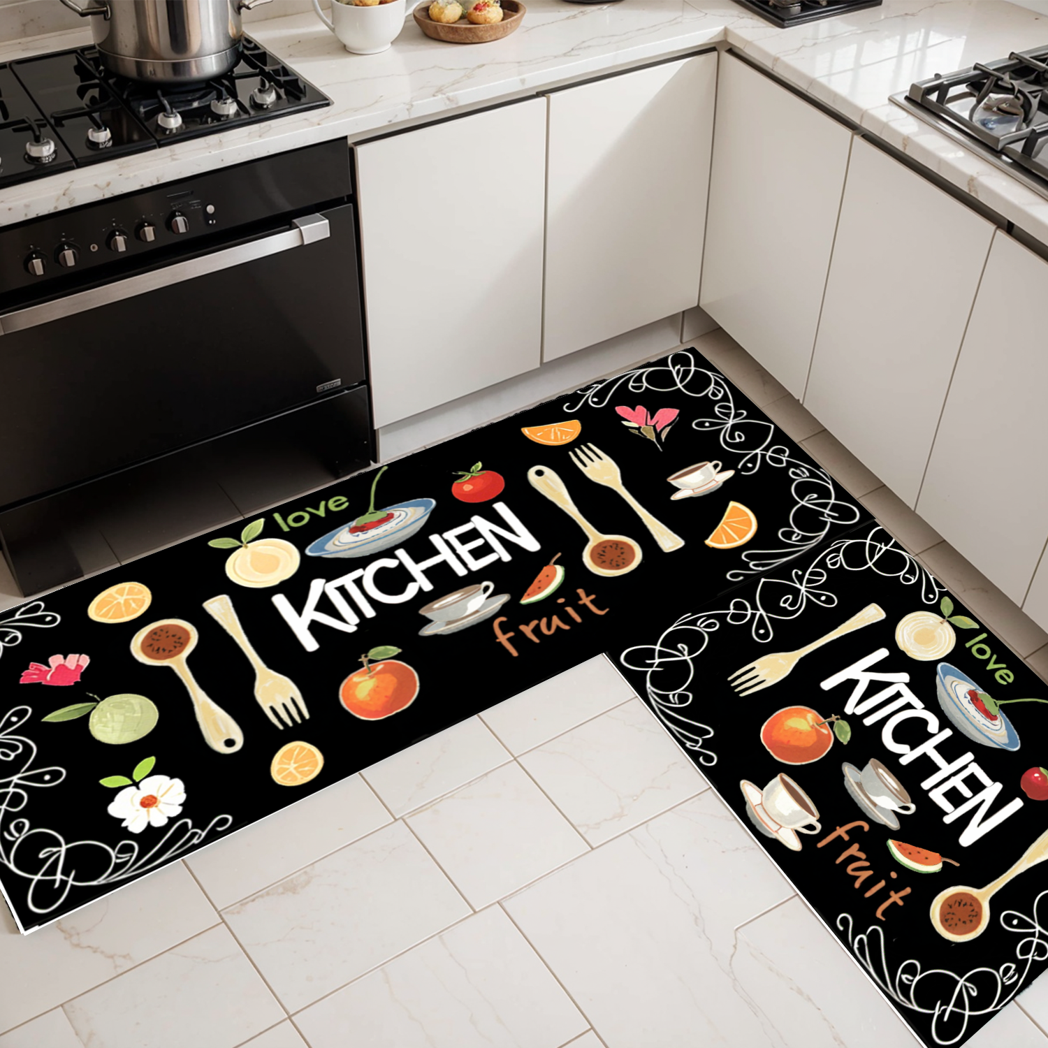 Aijian One Piece Kitchen Anti-Slip and Anti-Fouling Textile Crystal Velvet Floor Mat