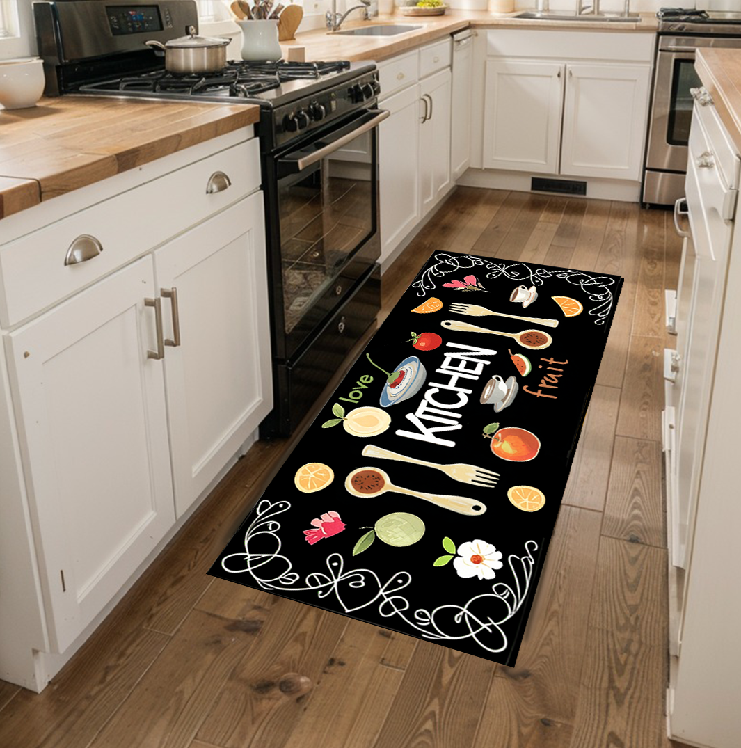 Aijian One Piece Kitchen Anti-Slip and Anti-Fouling Textile Crystal Velvet Floor Mat