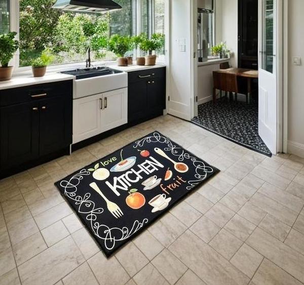 Aijian One Piece Kitchen Anti-Slip and Anti-Fouling Textile Crystal Velvet Floor Mat